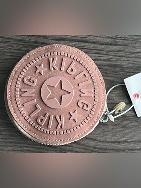 Kipling Aeryn Rose Gold Metallic Coin Pouch NWT Mini Zip Keychain Wallet 4”
